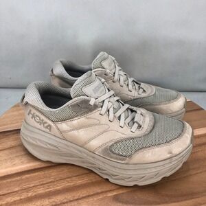 Hoka Bondi Leather Running Shoes Sneakers Beige Womens 7.5